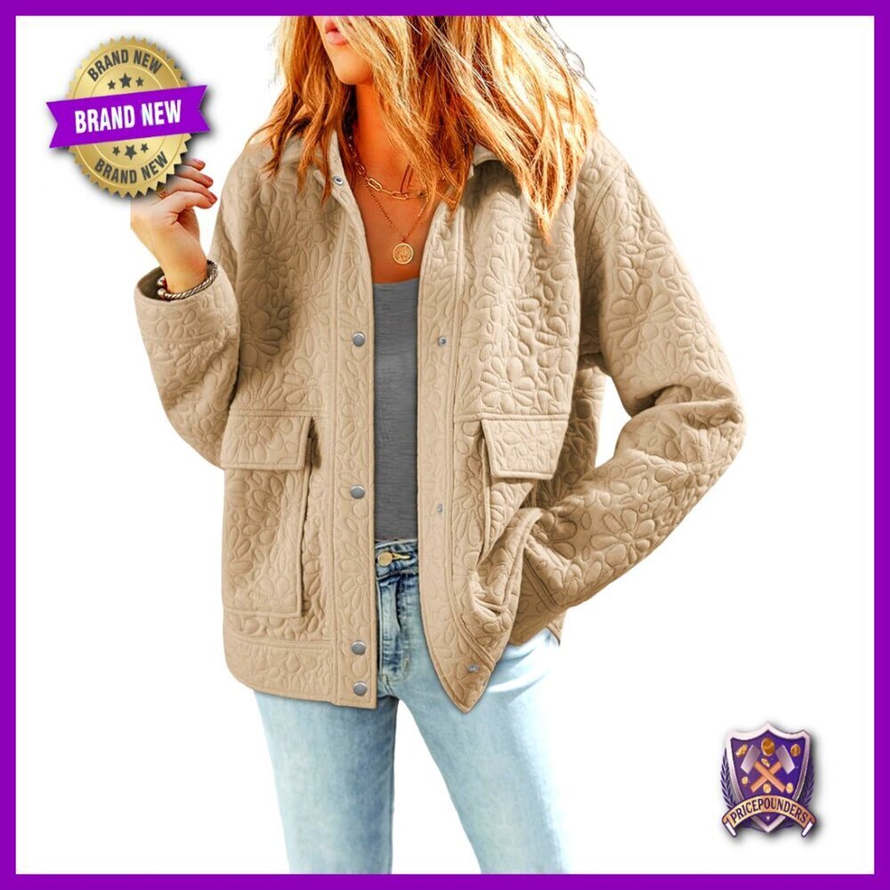 Casual Jacquard Shacket Jacket Button Down Collared Long Sleeve Pockets Loose